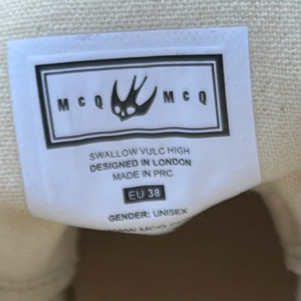 McQ by Alexander McQueen Light Blue High-Top Sneakers Swallow Print sz 38 - Picture 4 of 6